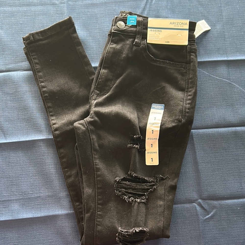 Arizona Jean Company Black Ripped Jeggings